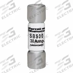 MERSEN Fuse: SBS Series, Midget, Fast-Acting, 30 A, 600 V AC, 13/32 in x 1 3/8 in, Non-Indicating (MPN SBS30). Key specifications — attr1287209: SBS; attr211192: MERSEN.