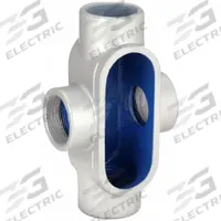 Conduit Outlet Body: Iron, 2 in Trade Size, X Body, 52.8 cu in Body Capacity, Threaded Hub (MPN X67). Key specifications — Finish: Zinc Plated with Powder Coated; For Use With: RMC; Brand: THOMAS & BETTS; Hub Style: Threaded.