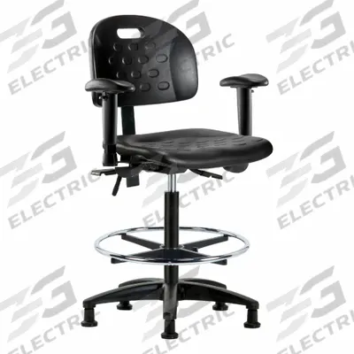 APPROVED VENDOR Ergonomic Chair: Polyurethane, Arms Included, Ht Range 24 1/4 in to 34 in - Polyurethane Lab Chairs