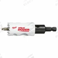 MILWAUKEE Hole Saw: 1 1/8 in Saw Dia., 3/5 Teeth per Inch, 1 5/8 in Max. Cutting Dp, Bi-Metal (MPN 49-56-9663). Key specifications — attr1098070: 3/5; attr1098087: MILWAUKEE; attr1098073: 1/2"-20.