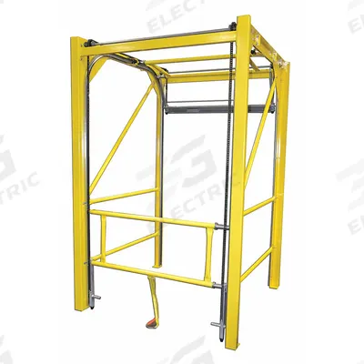 GARLOCK SAFETY SYSTEMS Vertical Safety Gate: 108 in x 106 in, Unassembled, Yellow - Vertical-Lift Roller-Track Dual Door Gates