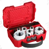 MILWAUKEE Hole Saw Kit: 17 Pieces, Bi-Metal, 3.5 Teeth per Inch, 3/4 in to 2 1/2 in Saw Size Range (MPN 49-22-4029). Key specifications — attr1098178: 3.5; attr1098172: MILWAUKEE.