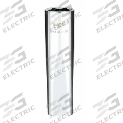 MILWAUKEE Deep Well Socket: Metric, 1/2 in Drive Size, 16 mm Socket Size, 6-Point - Anti-Roll Hand Sockets