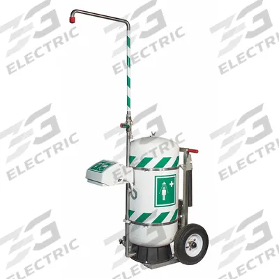 HUGHES SAFETY Portable Shower: 30 gal Tank Capacity, Eyes and Face Coverage - Supplemental Pressurized Portable Safety Showers with Eyewash