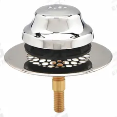 WATCO Drain Stopper: Plastic/Stainless Steel, Chrome-Plated, 2 7/8 in Overall Dia, Toe Touch (MPN 4875N-FA-CP-G-51). Key specifications — Color: Silver; Material: Plastic.