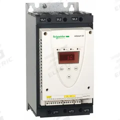 SCHNEIDER Soft Start: 230-600V AC, 62 A Output Current, With Bypass, IP20, 60/50 Hz, Three Phase (MPN ATS22D62S6). Key specifications — attr1380771: 230V AC; attr1380759: ATS22D62S6.