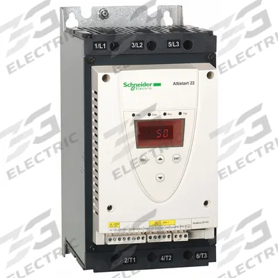 SCHNEIDER Soft Start: 230-600V AC, 62 A Output Current, With Bypass, IP20, 60/50 Hz - Schneider Altistart ATS 22