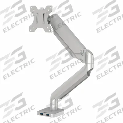 FELLOWES Monitor Arm: Silver, Aluminum/Plastic, Clamp/Grommet Mount - Computer Monitor Arms