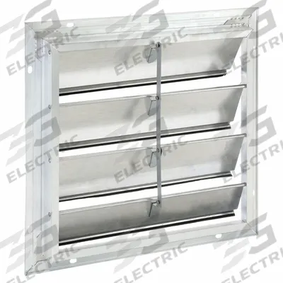 Dayton 19"H-W 5 1/4"L Alu Gable Shutter Dampr: For 16 in Fan, Single Panel, 19 in H - Wall-Mount Backdraft Dampers