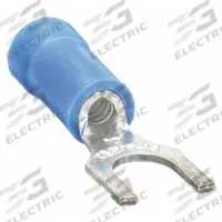 STA-KON Fork Terminals: Blue, Vinyl, #6 Stud Size, 18 AWG – 14 AWG Wire Range, Std Fork, 600 V (MPN 14RB-6F). Key specifications — Barrel Style: Insulation Grip; Manufacturer Part Number: 14RB-6F; Brand: STA-KON; Series: RB647.