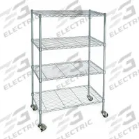 APPROVED VENDOR Wire Shelving Unit: 36 in x 24 in x 68 in, Dry, Split Sleeve, 4 Shelves, Silver (MPN 3TPC5). Key specifications — attr15738: Silver; attr14157: Zinc-Plated; attr14150: Dry; attr14159: Round; attr5304: 4; attr14155: (2) Swivel with Brakes; attr14158: Steel; attr14156: Polymer.