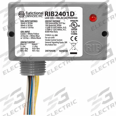 RIB Enclosed Pre-Wired Relay: 10 A Rating, 24V AC/DC/120V AC, DPDT - General Purpose Power Relays
