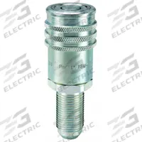 PARKER Hydraulic Quick Connect Hose Coupling: 3/8 in Coupling Size, Steel, 22.71 lpm Max. Flow Rate (MPN FEM-371-8BMF). Key specifications — Thread Size: 3/4"-16; Body Material: Steel; Brand: PARKER.