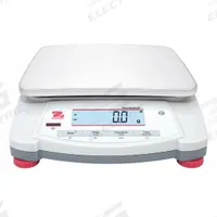 OHAUS Industrial Bench Scale: 5 3/4 in x 5 3/4 in, Not IP Rated, Integrated, Navigator (MPN 30456416). Key specifications — attr1341383: RS-232; attr1341384: 0.1 g; attr1341400: OHAUS; attr1383935: Stainless Steel.