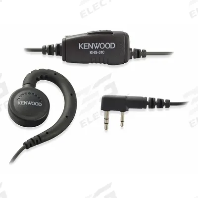 KENWOOD Earpiece: Fits Kenwood, Ear Hook, Push To Talk, Black, 1 Wires, In-Earpiece Mic - Kenwood-Compatible Earpieces & Headsets