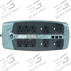 TRIPP LITE Outlet Strip: 10 Outlets, 8 ft Cord Lg, 3,330 J Rated Energy, 15 A Current, UL 1363 (MPN TLP1008TELTV). Key specifications — Brand: TRIPP LITE; Mounting Style: Keyhole.