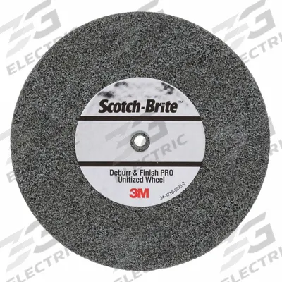 SCOTCH-BRITE Unitized Wheel: 5 in Dia x 1/2 in W, 1/4 in Arbor Hole, Ceramic, Medium - Cool-Cutting Light Deburring & Finishing Wheels for All Materials
