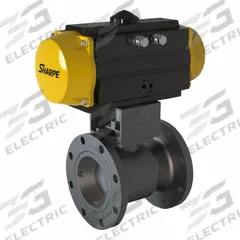 SHARPE Pneumatically Actuated Two-Way Ball Valve: 3 in Size, Carbon Steel, Flange x Flange (MPN 4350034440). Key specifications — Brand: SHARPE; Pilot Solenoid Voltage: Not Included.