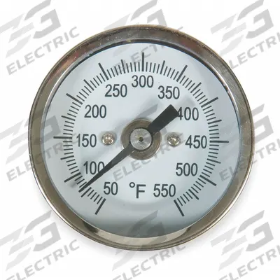 APPROVED VENDOR Dial Thermometer: 50°F to 550°F, 9 in Stem Lg - Back-Mount Fixed-Angle Thread-Mount Dial Thermometers