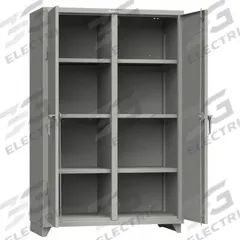 STRONG HOLD Storage Cabinet: 48 in x 24 in x 75 in, 6 (6) Adj Shelves, 2 Doors, Legs, Medium Gray (MPN 46-DS-246-L). Key specifications — Brand: STRONG HOLD; Base Type: Legs; Cabinet Color: Medium Gray; Frame Assembled: Assembled.