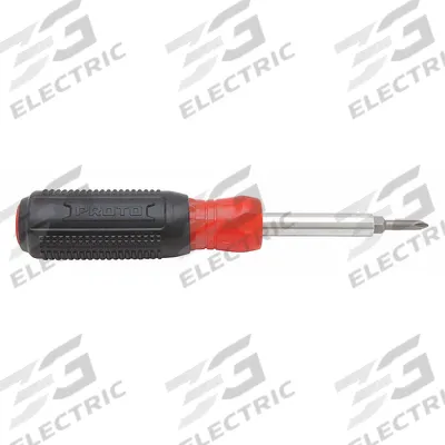 PROTO Multi-Bit Screwdriver: Phillips/Slotted Tip, #1/1/4 in/#2 Tip Size, 4 Tips - General Purpose Multi-Bit Screwdrivers