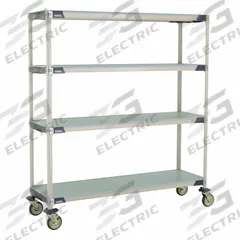 METRO Utility Cart: 62 in x 20 in, 67 in Overall Ht, 4 Shelves, Antimicrobial/Corrosion-Resistant (MPN X366EFX3). Key specifications — Resistance Properties: Antimicrobial; Corrosion-Resistant; Shelf Configuration: Standalone; Brand: METRO; NSF Approved: Yes; Number of Shelves: 4; Caster Wheel/Configuration: (2) Swivel Casters; Material: 304 Stainless Steel.