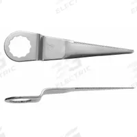 FEIN Oscillating Scraper Blade: 2 1/4 in Blade Wd, 4 3/4 in Blade Lg, Pointed, Steel, 2 Pieces, 2 PK (MPN 63903081013). Key specifications — attr1097478: Steel; attr1097483: Pointed; attr1097499: FEIN.
