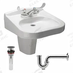 ZURN Bathroom Sink: Z5320 Wheelchair Lavatories, White, Vitreous China, Dual Manual Handle, Ceramic (MPN Z5324.521.1.07.00.A). Key specifications — Series: Z5320 Wheelchair Lavatories; Includes: Faucet; Color: White; Brand: ZURN; Sink Type: Bathroom; Material: Vitreous China; Sink Material: Ceramic.