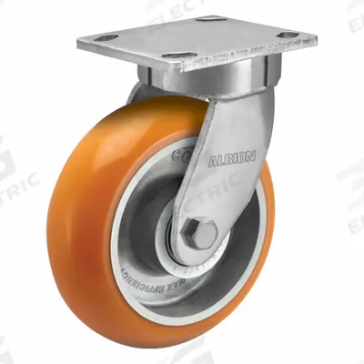 ALBION Caster: Debris-Resistant/Quiet-Roll/Shock-Absorbing, Kingpinless Swivel - Medium-Duty General-Purpose Kingpinless Plate Casters