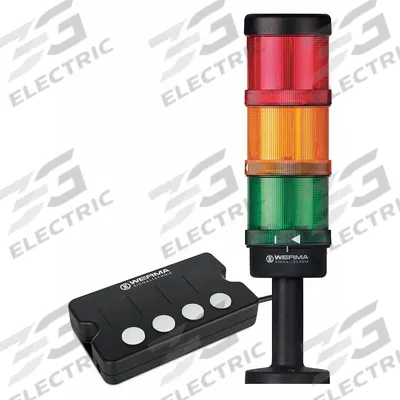 WERMA Tower Light Assembly: 3 Tier, Green/Red/Yellow, No Sounder Tier, 160 mm Overall Ht - Three-Tier Tower Light Assemblies