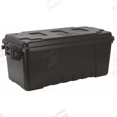 PLANO MOLDING Utility Trunk: 17 gal, 14 1/4 in x 30 in x 12 3/4 in, Black, Plastic, 2 Handles (MPN PLA17BL). Key specifications — Brand: PLANO MOLDING; Color: Black.