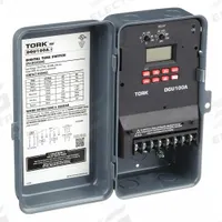 TORK Electronic Timer: 7 day, Astronomic, 120-277V AC, DPDT, Digital (MPN DGU100A-Y). Key specifications — Body Material: Metal; Indoor/Outdoor Usage: Outdoor; Astronomic Functionality: Astronomic; Mounting Style: Surface; Brand: TORK.
