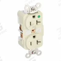HUBBELL Receptacle: Hospital Grade Fed. Spec., Duplex, 5-20R, Ivory, 125V AC, 20 A, 2 Pole / 3 Wire (MPN HBL8300I)