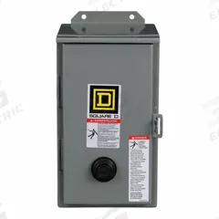 SQUARE D Magnetic Motor Starter: Non-Reversing, 3 Poles, NEMA Size 1, 27 A, 120V AC Coil (MPN 8536SCA3V02S). Key specifications — Brand: SQUARE D; Coil Voltage: 110/120V AC; Phase: Three; Operator: None; Terminal Connection Type: Screw Clamp Terminals; Includes Pilot Light: No; Operator Controls: None; Auxiliary Contacts Included: No Auxiliary Contacts Included.