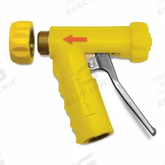 SANI-LAV Spray Nozzle: 3/4 in Connection Size, FGHT, Brass, 5 1/4 in Overall Lg, 7 gpm Flow Rate (MPN N1TY). Key specifications — Nozzle Color: Yellow; Material: Brass; Nozzle Shutoff Type: Instant; Brand: SANI-LAV.