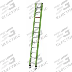 LITTLE GIANT Extension Ladder: 24 ft Ladder Size, Fiberglass, 375 lb Load Capacity, 55 lb Wt (MPN 17524-264V). Key specifications — Color: Green; Brand: LITTLE GIANT; Included Features: Leg Levelers; Removable Fly: Fixed.