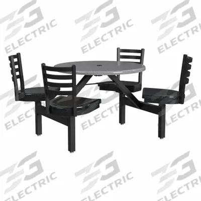 PALMER HAMILTON Picnic Table: Fiberglass, Durable Fiberglass Finish, Gray - Round Picnic Tables