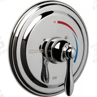 CHICAGO FAUCETS Tub and Shower Valve Trim: Circle Trim Plate, Brass, Polished Chrome Finish (MPN SH-TK1-00-000). Key specifications — Compatible Product Type: Thermostatic/Pressure Balancing Tub and Shower Fitting; Brand: CHICAGO FAUCETS; Trim Plate Material: Brass; Product Type: Trim Kit; Trim Plate Shape: Circle; Trim Finish/Color: Chrome.