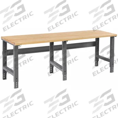 TENNSCO Workbench: Adj Ht, Laminated Hardwood Butcher Block, 96 in x 36 in - Open-Base Workstations