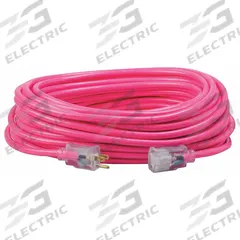 SOUTHWIRE Extension Cord: Outdoor Use, 100 ft Lg, Outlet, 5-15P, 12/3, SJTW, Pink, Single Connector (MPN 2579SW000A). Key specifications — Brand: SOUTHWIRE; Temperature Rating: -40° to 140°F; NEMA Plug Configuration: 5-15P.
