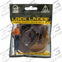 LOCK LACES Safety Boot Laces: BRN72, Brown, Elastic, 72 in Overall Lg, Round, No-Tie, 1 PR. Key specifications — Color: Brown; Brand: LOCK LACES; Lace Type: No-Tie; Material: Elastic.