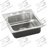 JUST MANUFACTURING Drop-In Sink with Faucet Ledge: 18 in Overall Lg, 15 in Overall Wd, 12 in Bowl Lg (MPN SLADA1815A553-J). Key specifications — Brand: JUST MANUFACTURING; Color Family: Silver/Gray.