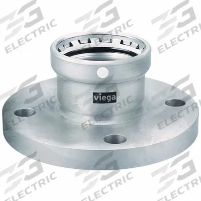 VIEGA MEGAPRESS Crimp Adapter Fitting: 4 in Pipe x 8 in Pipe Size, Press-fit x Flange - Stainless Steel Press Pipe Flanges