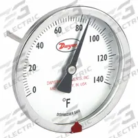 DWYER Clip On Dial Thermometer: 0°F to 140°F, +/- 2% Accuracy, 5 in Stem Lg, Fahrenheit (MPN CBT250111). Key specifications — Accuracy: +/- 2%; Brand: DWYER; Temperature Units: Fahrenheit.