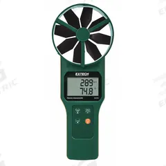 EXTECH Anemometer: 1 fpm Air Velocity Resolution, Rotating Vane, Air Flow/Air Velocity/Temp, AN300. Key specifications — Data Logging: No; Manufacturer Part Number: AN300; Brand: EXTECH; Temperature Accuracy: +/-1.1°F; Digital Display Screen Type: LCD; Display Type: Digital; Includes: Carrying Case; Power Source: Battery.