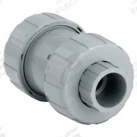 HAYWARD Check Valve: Ball, Inline Valve Body, CPVC, 3/4 in Pipe Size, True Union Socket/NPT, Std (MPN TC20075STE). Key specifications — Ball Material: CPVC; Brand: HAYWARD.