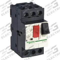SCHNEIDER Manual Motor Starter: Non-Reversing, 3 Poles, 6.3 A, Thermal Protection, Push Button (MPN GV2ME10). Key specifications — Maximum Voltage Rating: 690V AC; Brand: SCHNEIDER; Thermal Units Required: None (Starter Includes Integrated Thermal Units); Frame Size (Width): 45mm.