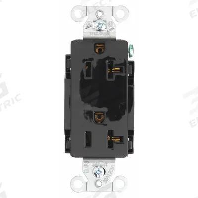 BRYANT Receptacle: Decorator Duplex, 5-20, Black, 125V AC, 20 A, 2 Pole / 3 Wire (MPN DRS20BLK) - General Purpose Receptacles