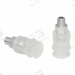 SCHMALZ Vacuum Pad Assembly: Bellows, 1.5 Folds, M5 Vacuum Port, 13 mm Pad Dia, Clear, 21 mm Pad Ht (MPN 10.01.06.00086). Key specifications — attr1019136: 10.01.06.00086; attr1019138: SCHMALZ; attr1019139: 55 A.