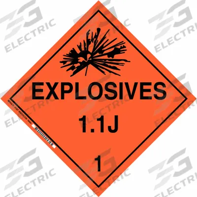 BRADY Container Placard: Explosives 1.1 J 1, 10 3/4 in x 10 3/4 in, 10 3/4 in Label Ht - Class 1: Explosives